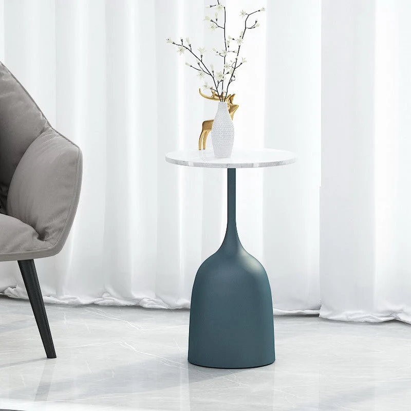 Moderne metalen bijzettafel op voetstuk, 60 cm hoge ronde bijzettafel Clearhalo
