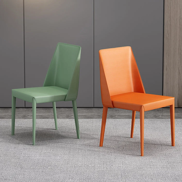 Moderne metalen eetkamerarmloze stoel Leren eetkamerstoelen voor gebruik restaurants Clearhalo