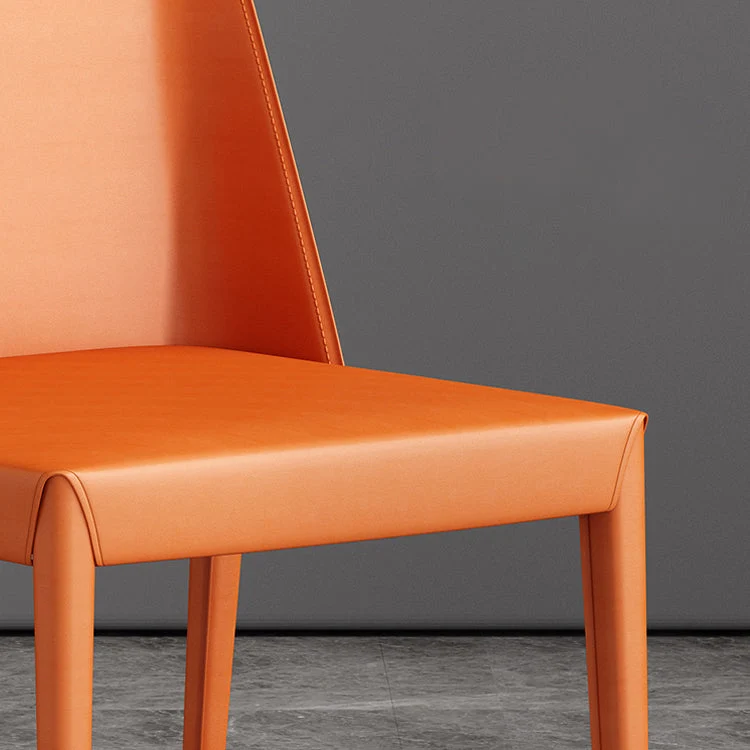 Moderne metalen eetkamerarmloze stoel Leren eetkamerstoelen voor gebruik restaurants Clearhalo