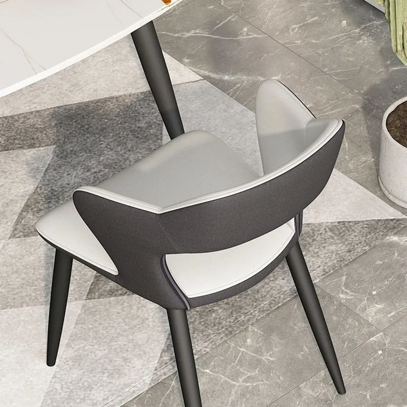 Moderne metalen eetkamerstoel met armleuningen, matte afwerking, eetkamerstoel met open achterkant Clearhalo