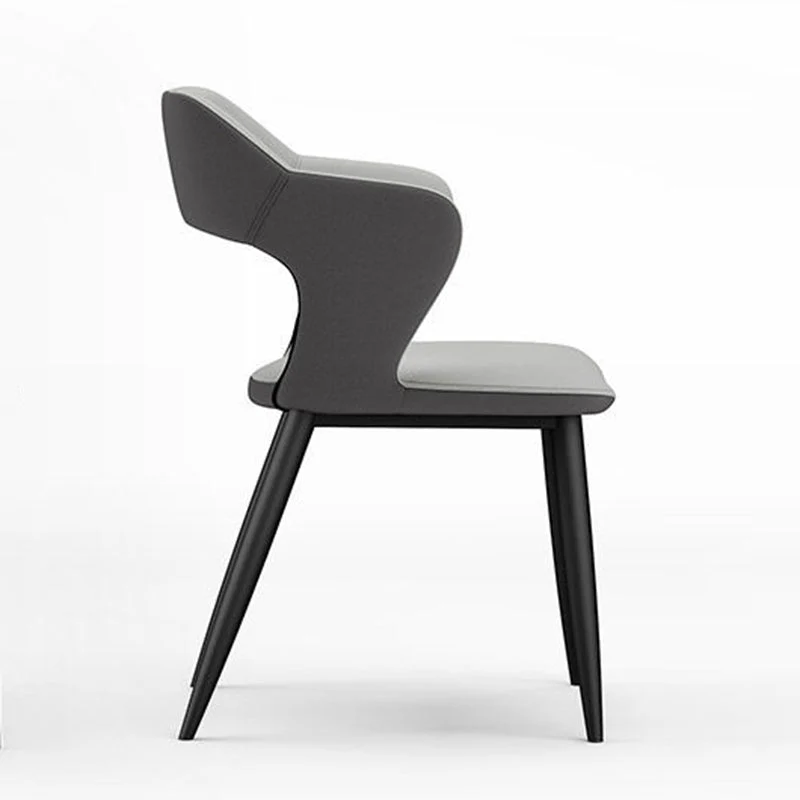 Moderne metalen eetkamerstoel met armleuningen, matte afwerking, eetkamerstoel met open achterkant Clearhalo