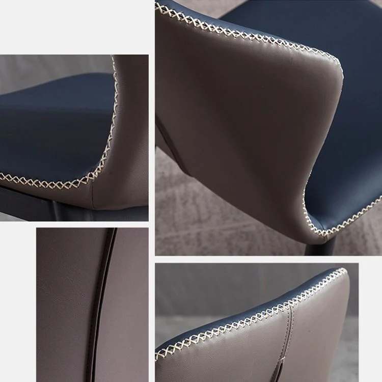 Moderne metalen eetkamerstoel zonder armleuning met rugleuning voor thuisgebruik (set van 2) Clearhalo