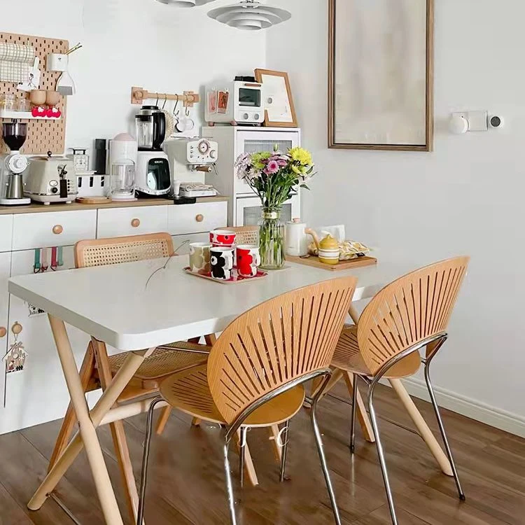 Moderne metalen keuken- en eetkamerstoel Eetkamerstoel met open rug Clearhalo