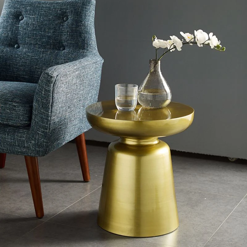 Moderne metalen ronde bijzettafel 43/60' hoog voetstuk bijzettafel Clearhalo