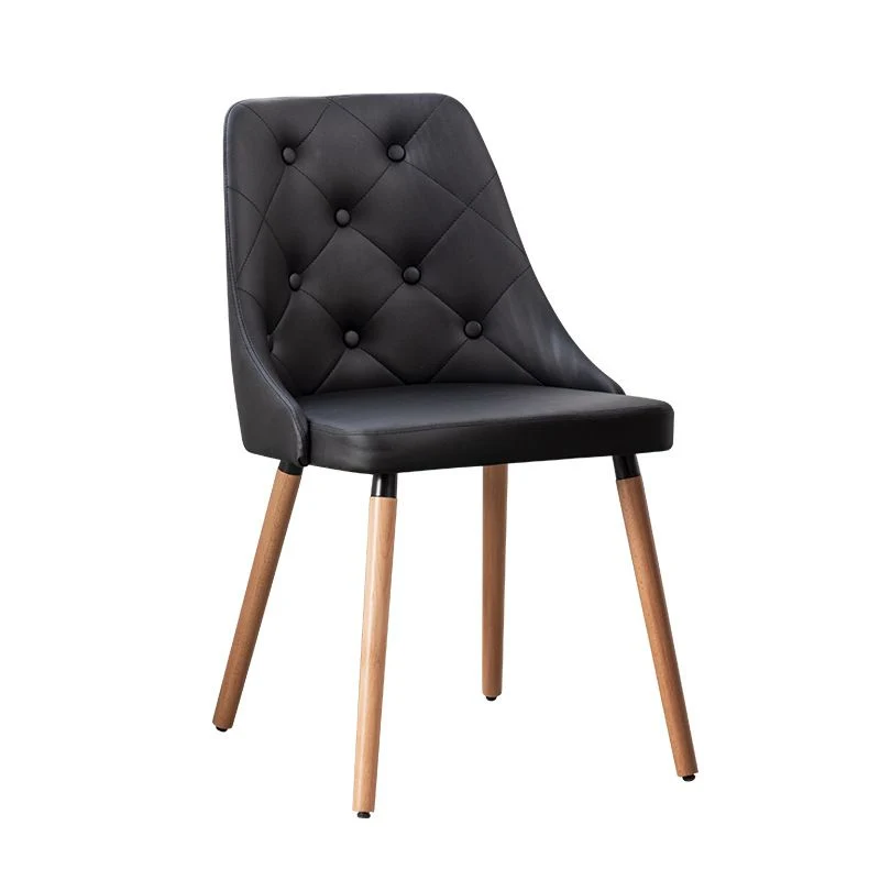 Moderne PU-leren eetkamerstoelen Parsons-meubels met houten poten matte afwerking voor thuis Clearhalo