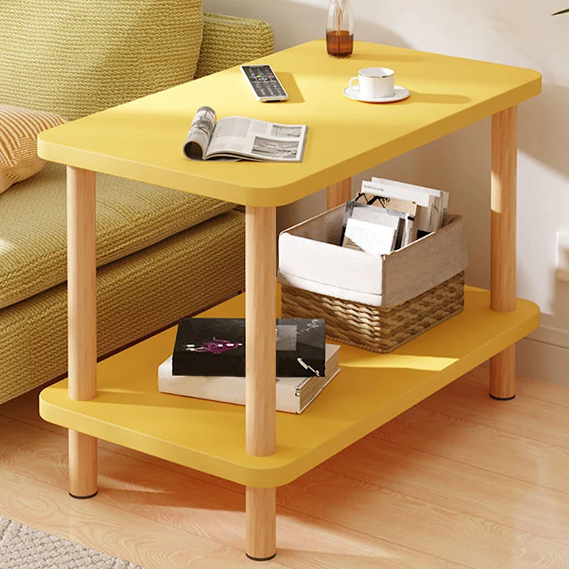 Moderne rechthoekige hoektafel met dubbele laag houten bijzettafel Clearhalo