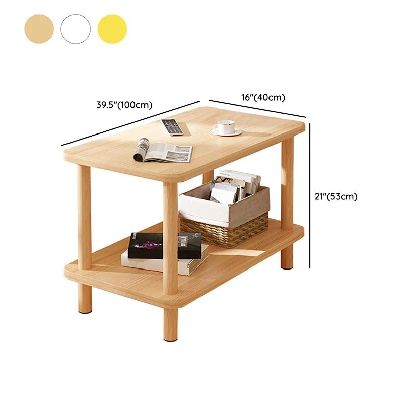 Moderne rechthoekige hoektafel met dubbele laag houten bijzettafel Clearhalo