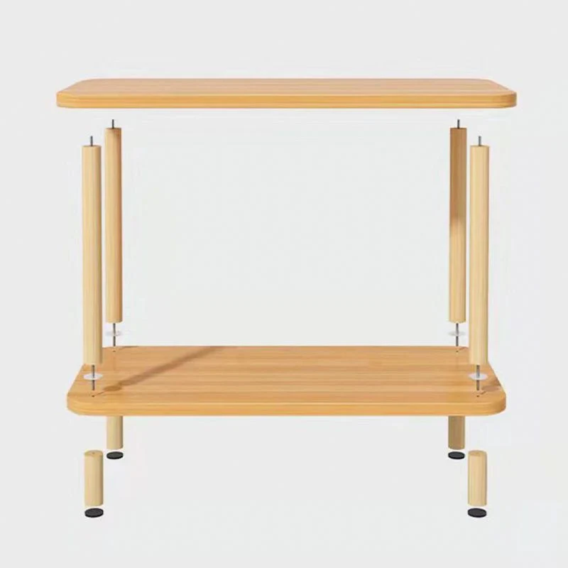 Moderne rechthoekige hoektafel met dubbele laag houten bijzettafel Clearhalo