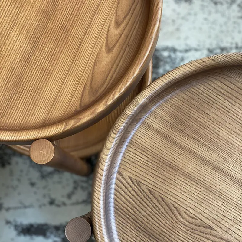 Moderne ronde bijzettafel met blad en 3 poten, dubbele laag Clearhalo