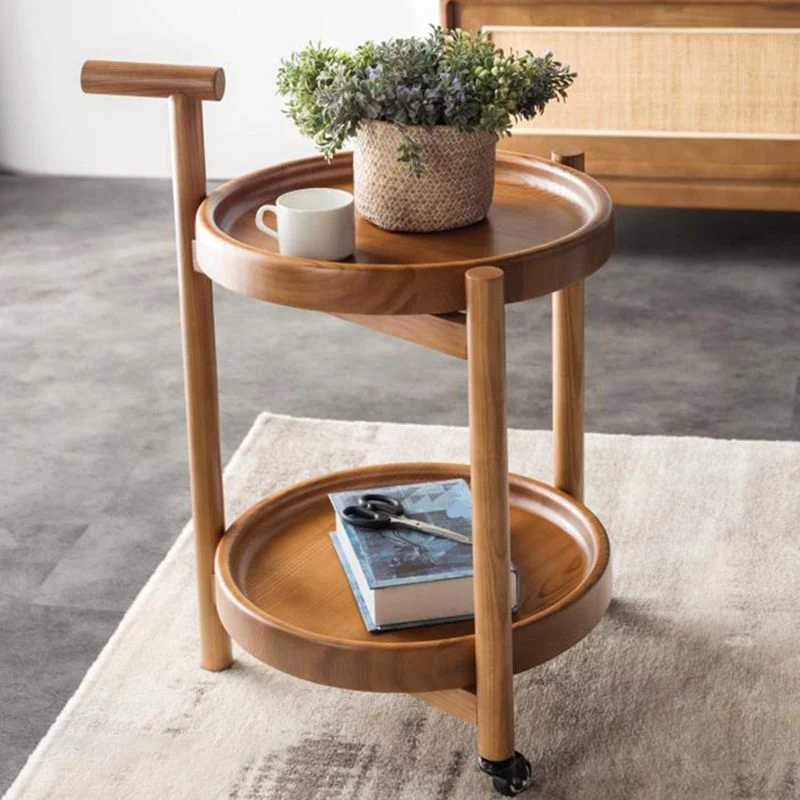 Moderne ronde bijzettafel met blad en 3 poten, dubbele laag Clearhalo