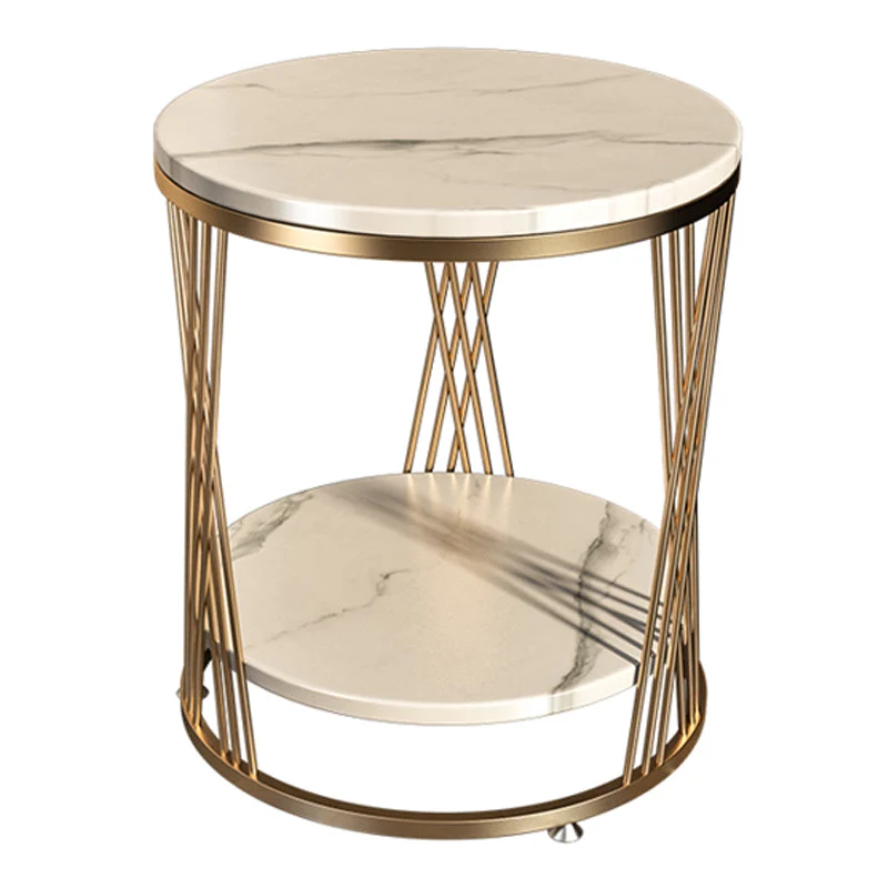 Moderne ronde bijzettafel Minimalistische leistenen hoekbank met opbergruimte Clearhalo