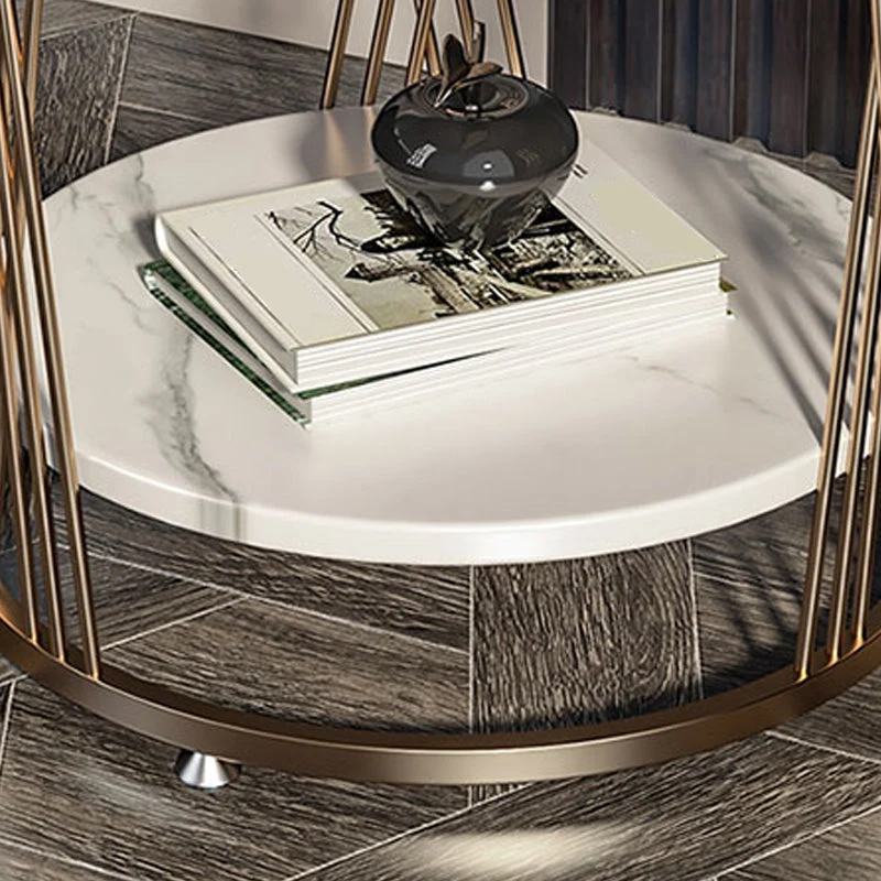 Moderne ronde bijzettafel Minimalistische leistenen hoekbank met opbergruimte Clearhalo