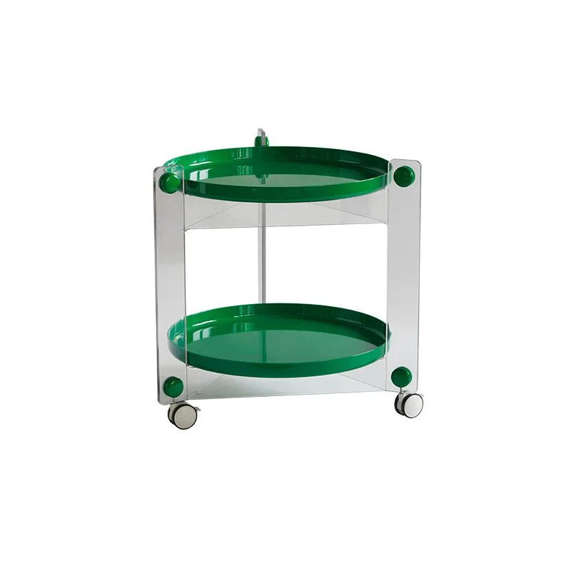 Moderne ronde bijzettafel van acryl met blad op zwenkwielen, blad 2 - bijzettafelset Clearhalo