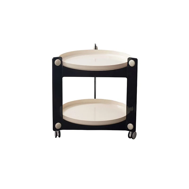 Moderne ronde bijzettafel van acryl met blad op zwenkwielen, blad 2 - bijzettafelset Clearhalo