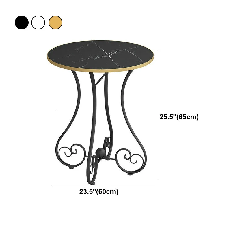 Moderne ronde houten bijzettafel, metalen abstracte bijzettafel. Clearhalo