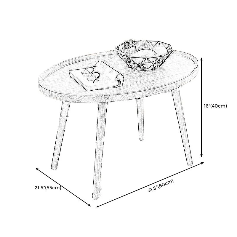 Moderne ronde/ovale houten bijzettafel met dienblad en bijzettafel zwart/wit/bruin Clearhalo