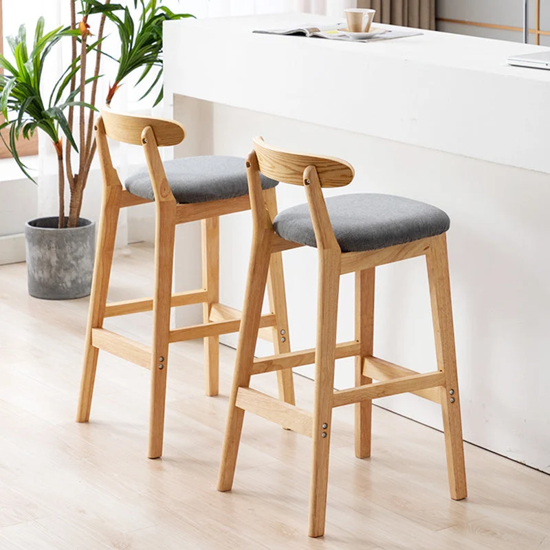 Moderne rugleuning armloze tegenkruk hout melk theewinkel barkruk met kussen Clearhalo