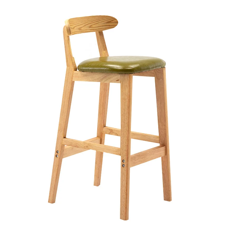 Moderne rugleuning armloze tegenkruk hout melk theewinkel barkruk met kussen Clearhalo