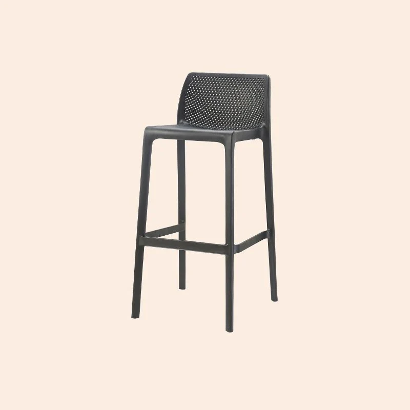 Moderne rugleuning armloze tegenkruk kunststof uitgeholde café-barkruk met 4 poten Clearhalo