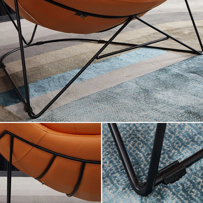 Moderne schommelstoel met stoffen bekleding en metalen frame voor binnen Clearhalo