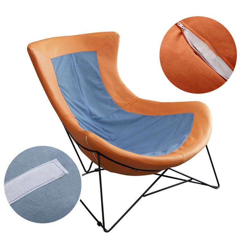 Moderne schommelstoel met stoffen bekleding en metalen frame voor binnen Clearhalo