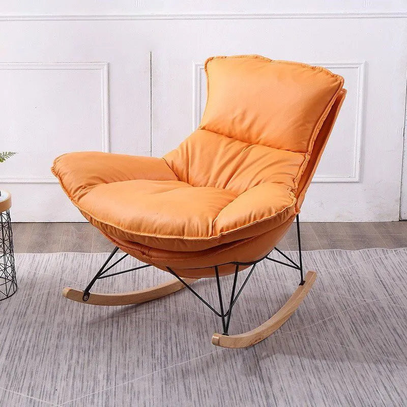 Moderne schommelstoel metalen frame, vuilafstotende draaistoel met kussens Clearhalo