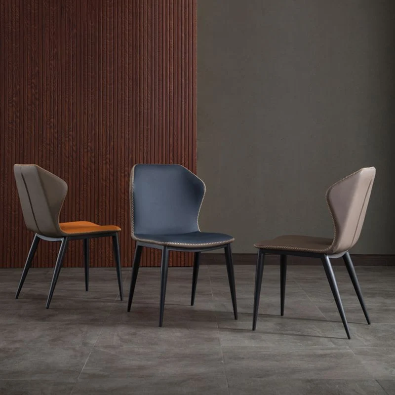 Moderne stijl armloze zijstoelen Windsor-achterstoel met metalen poten Clearhalo