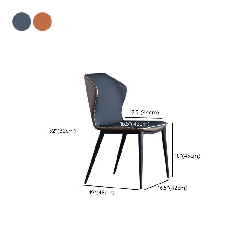 Moderne stijl armloze zijstoelen Windsor-achterstoel met metalen poten Clearhalo