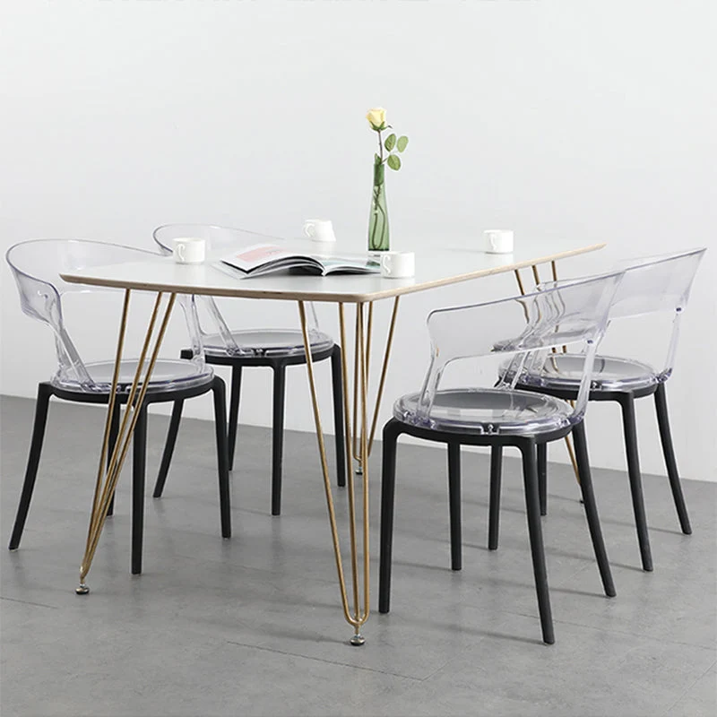 Moderne stijl fauteuil kunststof stoel met open achterkant voor eetkamer Clearhalo