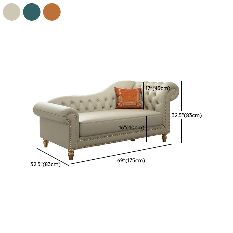 Moderne stijl gerolde arm chaise woonkamer kunstleer chaise Clearhalo