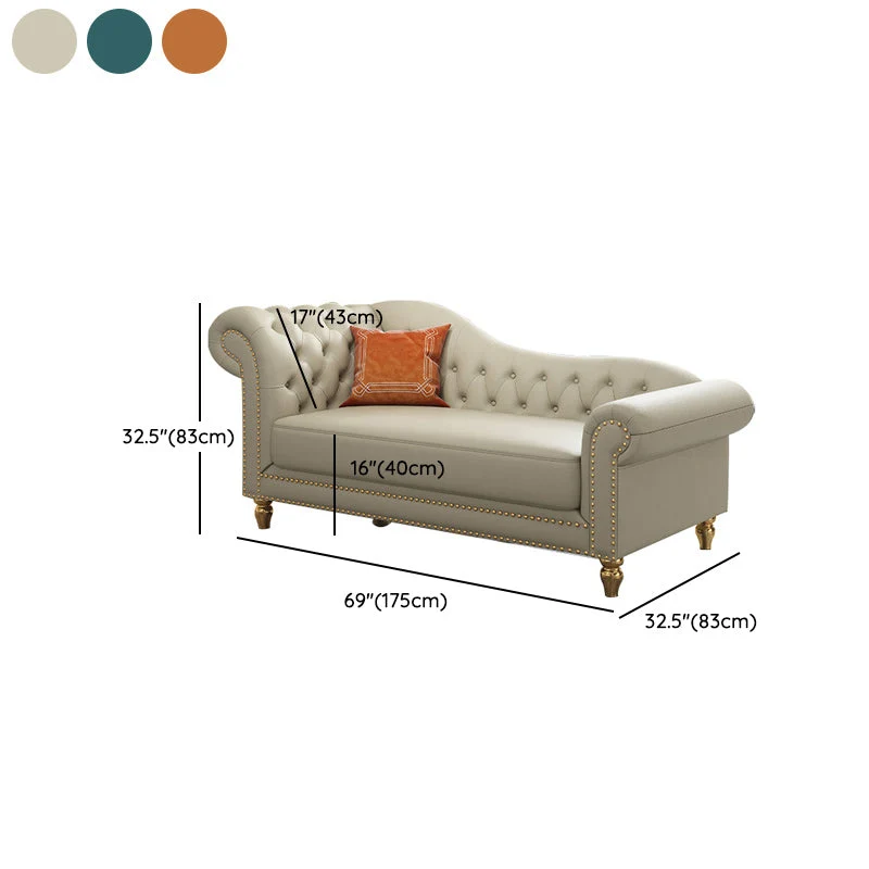 Moderne stijl gerolde arm chaise woonkamer kunstleer chaise Clearhalo