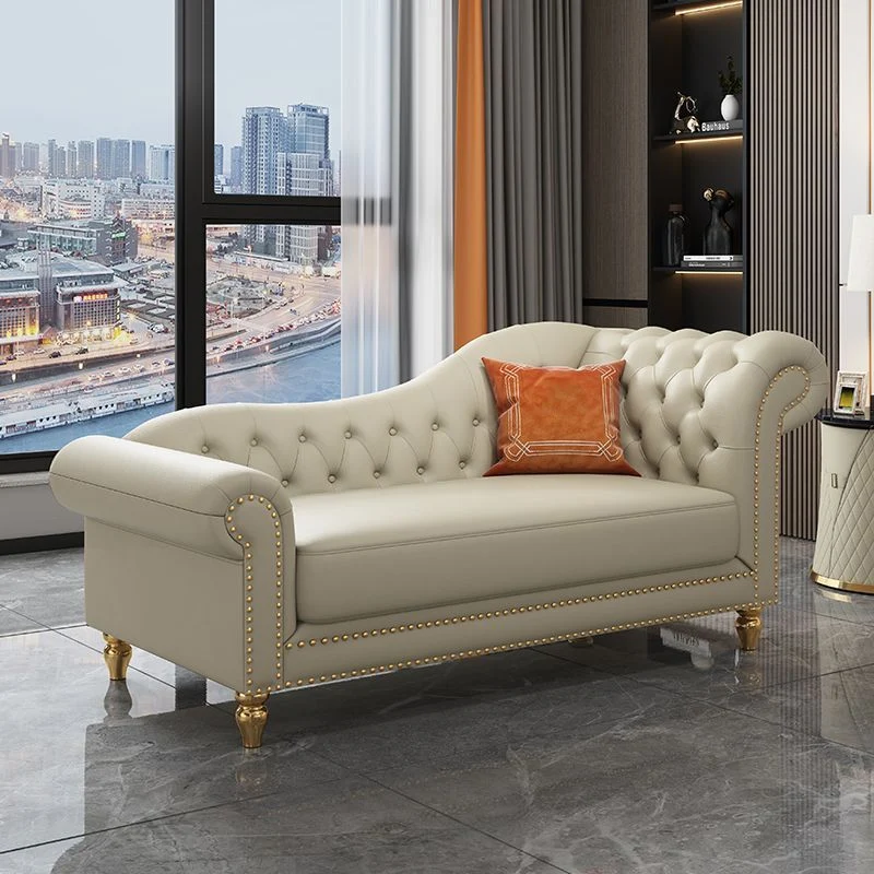 Moderne stijl gerolde arm chaise woonkamer kunstleer chaise Clearhalo
