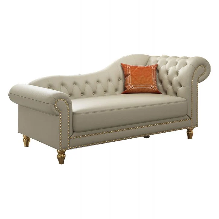 Moderne stijl gerolde arm chaise woonkamer kunstleer chaise Clearhalo