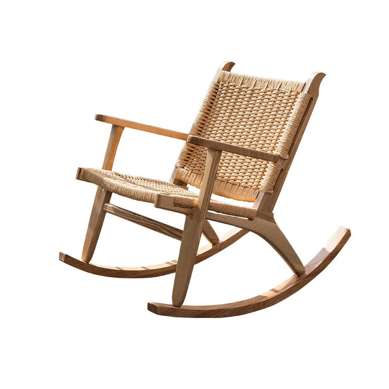 Moderne stijl houten basis schommelstoel vrije tijd chaise luie stoel voor balkon Clearhalo
