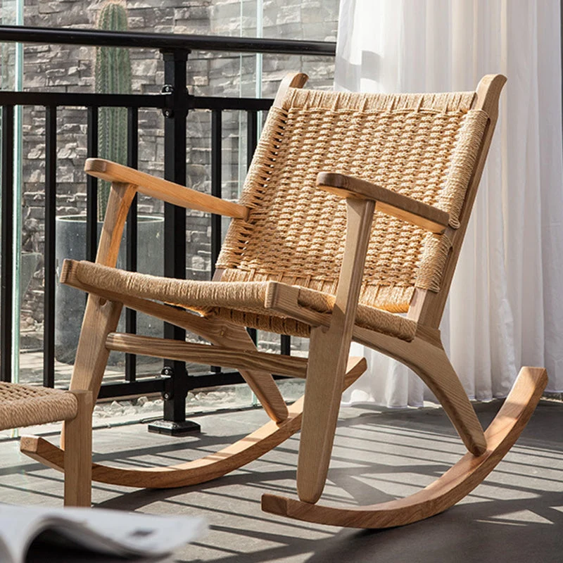Moderne stijl houten basis schommelstoel vrije tijd chaise luie stoel voor balkon Clearhalo