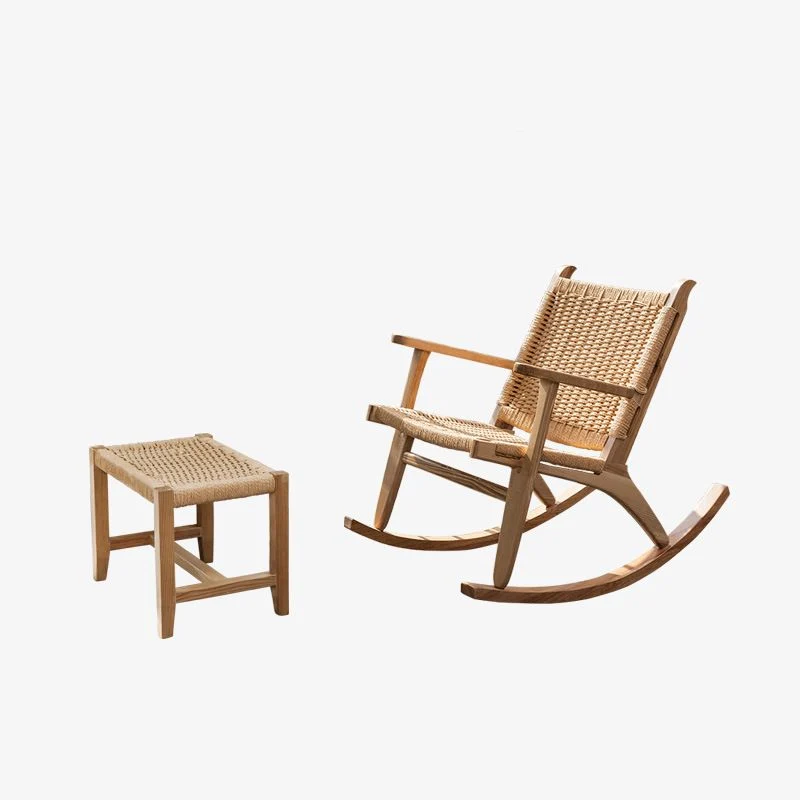 Moderne stijl houten basis schommelstoel vrije tijd chaise luie stoel voor balkon Clearhalo