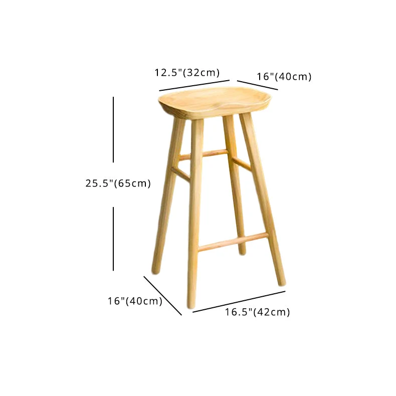Moderne stijl houten zadelzitbarkrukken Rugloze krukken met houten poten Clearhalo