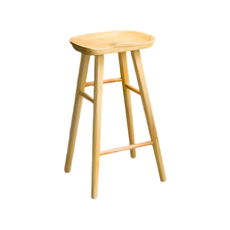 Moderne stijl houten zadelzitbarkrukken Rugloze krukken met houten poten Clearhalo