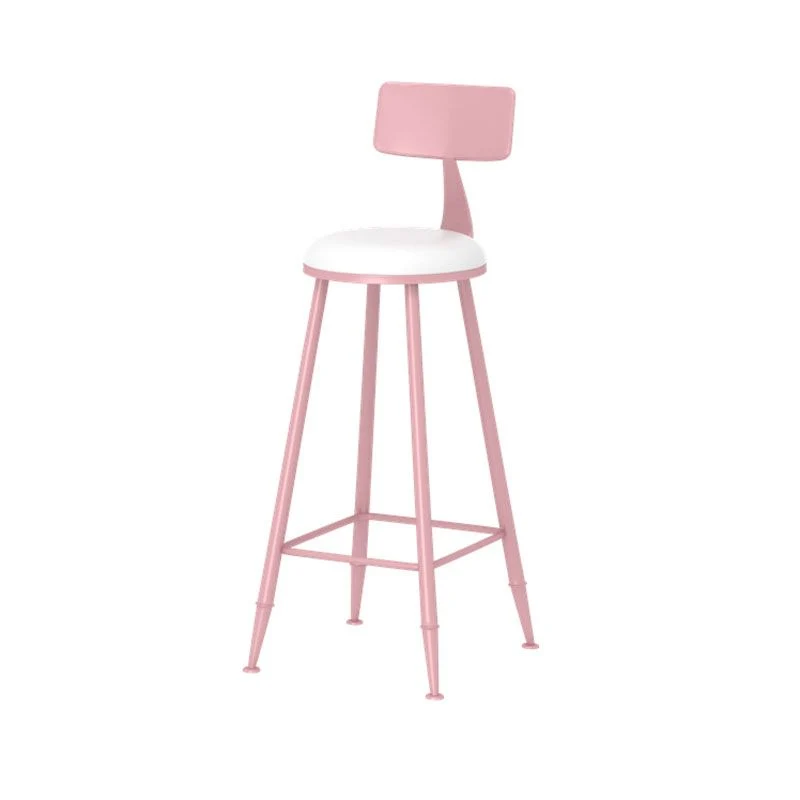 Moderne stijl ijzeren barkruk met voetsteun Milk Tea Shop roze barkruk 30 inch Clearhalo