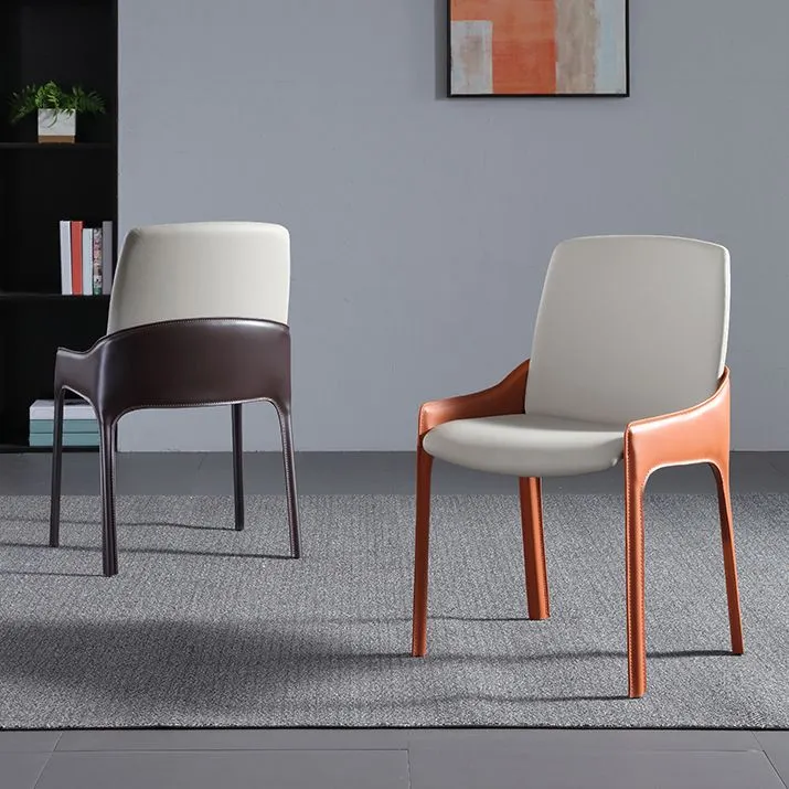 Moderne stijl kunstleer arm eetkamerstoelen metalen eetkamerstoel voor thuisgebruik Clearhalo