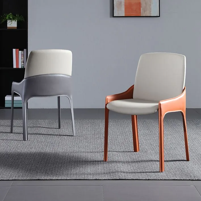 Moderne stijl kunstleer arm eetkamerstoelen metalen eetkamerstoel voor thuisgebruik Clearhalo