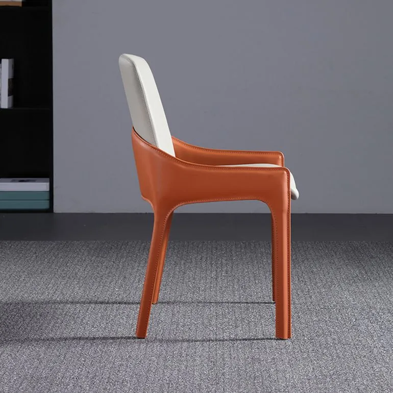 Moderne stijl kunstleer arm eetkamerstoelen metalen eetkamerstoel voor thuisgebruik Clearhalo