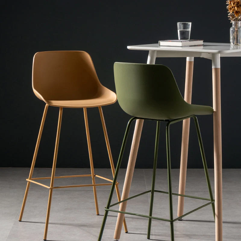 Moderne stijl kunststof barkruk lage rug en voetsteun Milk Tea Shop barkruk 28 inch Clearhalo