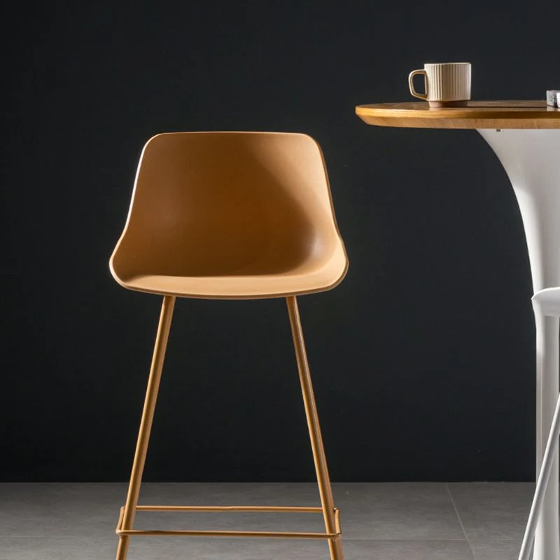Moderne stijl kunststof barkruk lage rug en voetsteun Milk Tea Shop barkruk 28 inch Clearhalo