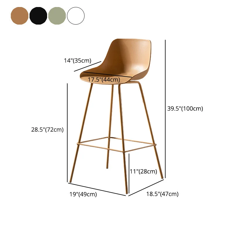 Moderne stijl kunststof barkruk lage rug en voetsteun Milk Tea Shop barkruk 28 inch Clearhalo
