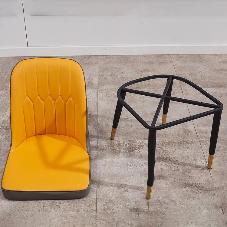 Moderne stijl metalen armloze stoel kunstleer bijzetstoel voor eetkamer Clearhalo