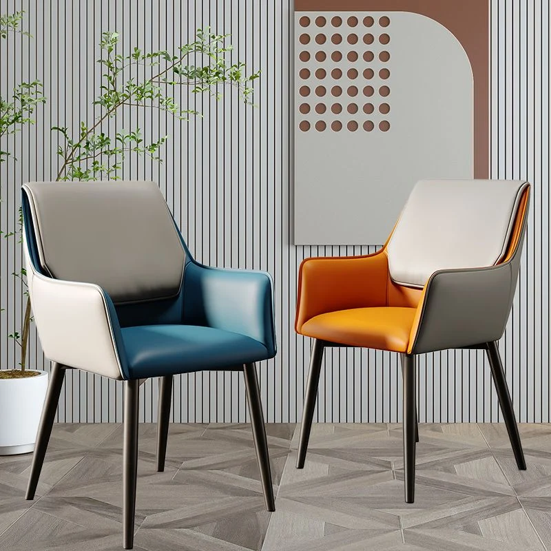 Moderne stijl Parsons fauteuil lederen eetkamerstoel voor eetkamer Clearhalo