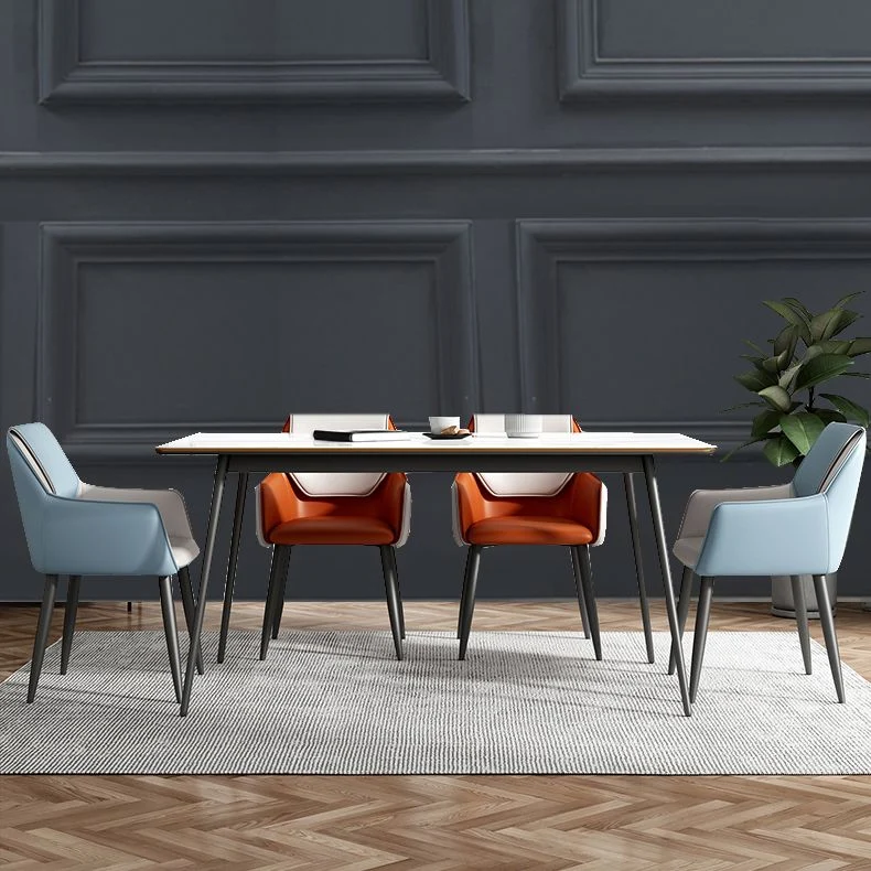 Moderne stijl Parsons fauteuil lederen eetkamerstoel voor eetkamer Clearhalo