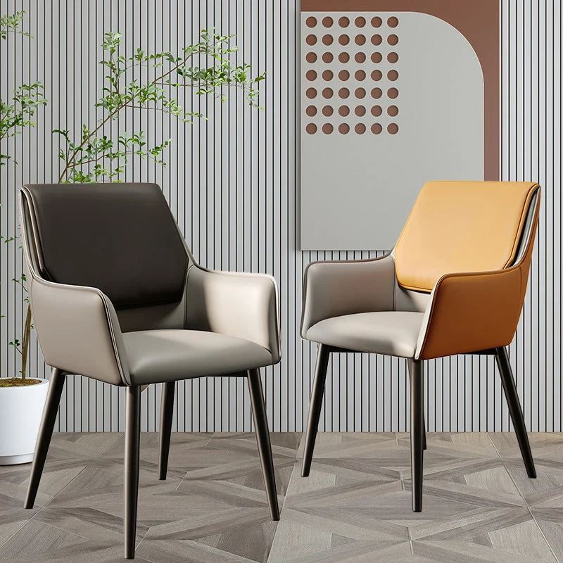Moderne stijl Parsons fauteuil lederen eetkamerstoel voor eetkamer Clearhalo