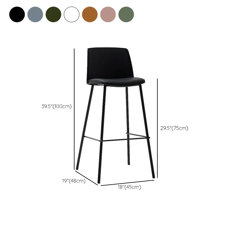 Moderne stijl PU-lederen barkruk met vierkante zitting en barkruk met metalen poten Clearhalo